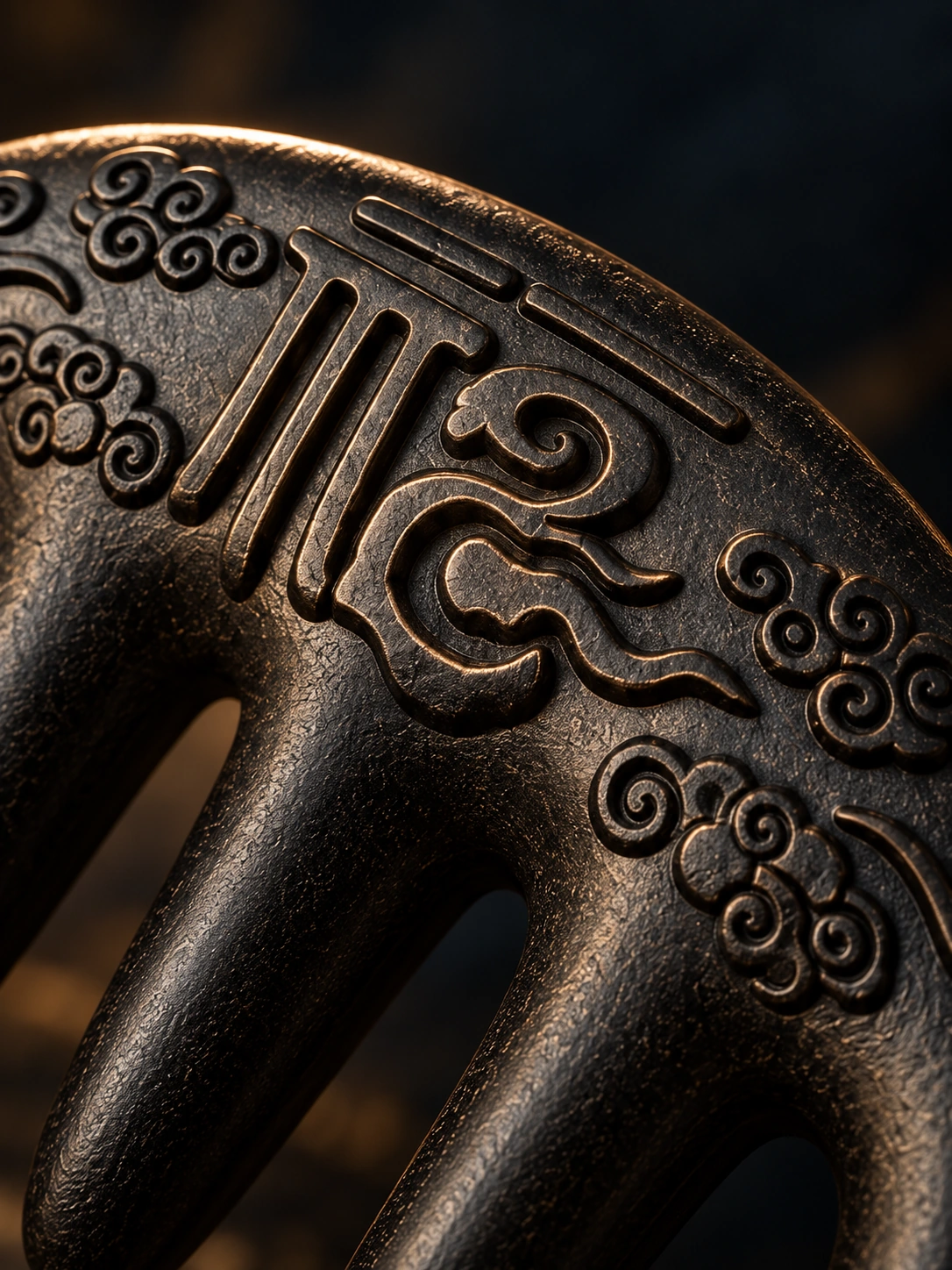 Illustrated detail of the incense comb’s surface